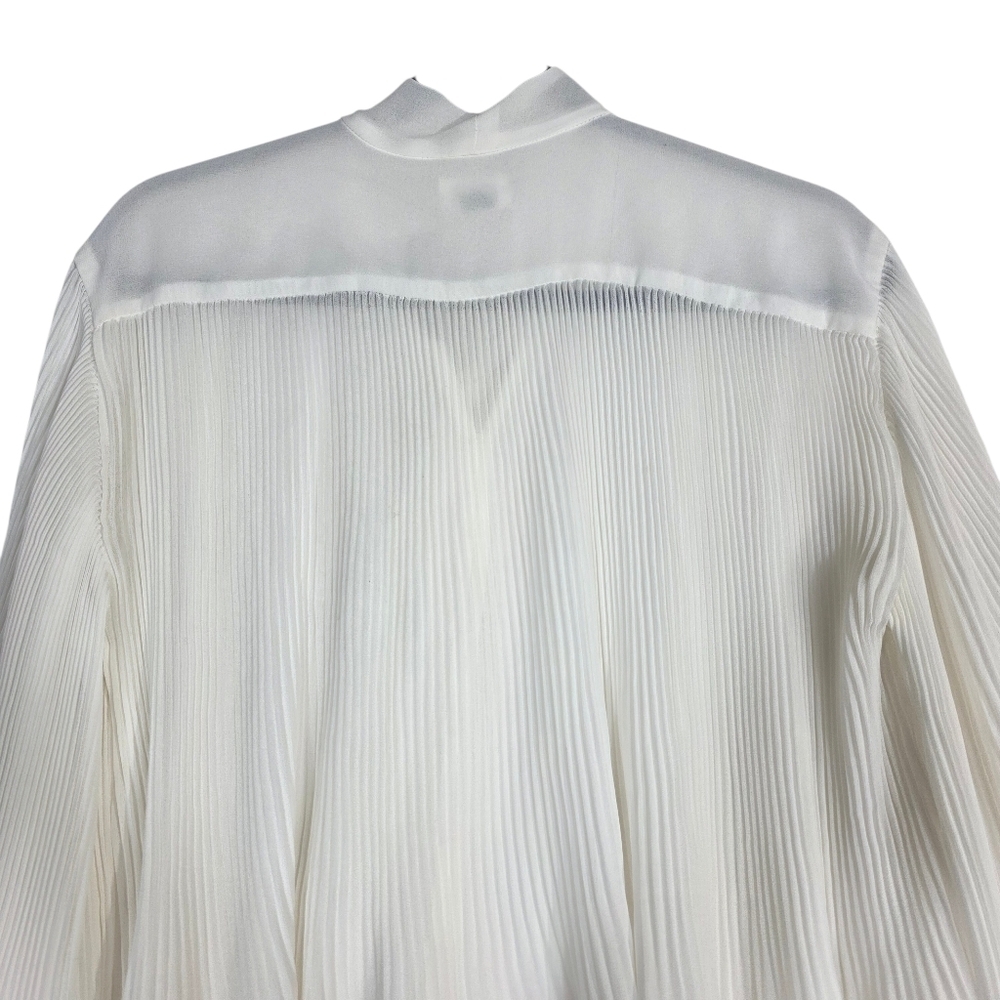 Wilfred White Pleated chiffon button down Blouse with Neck Tie - Picture 3 of 13